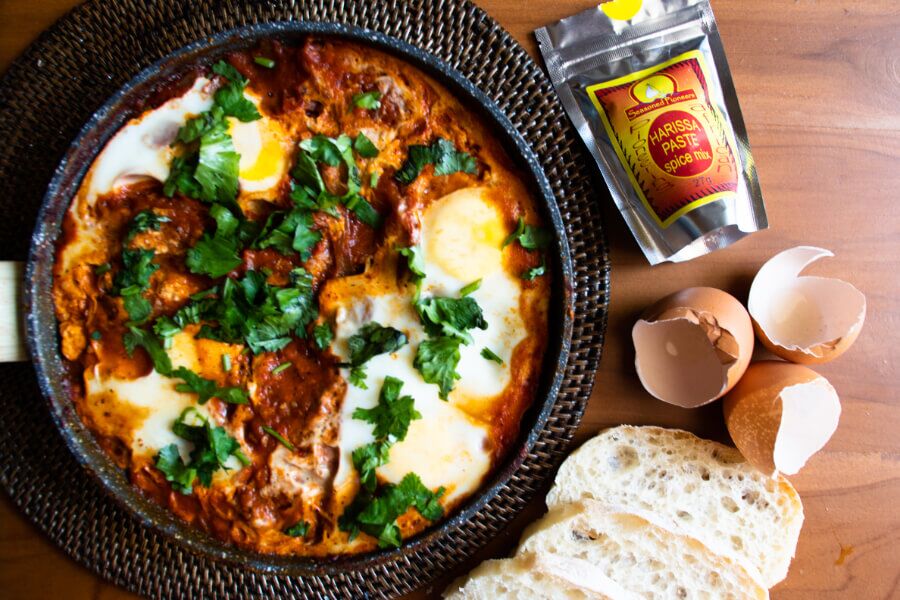 shakshuka with harissa paste