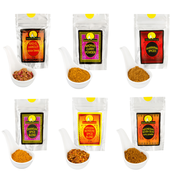 Seasoned Pioneers salt free spice bundle containing 6 spice blends